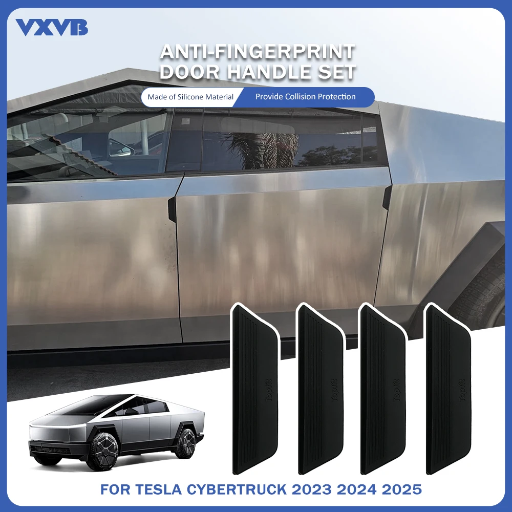 

4Pcs Anti-Fingerprint Door Handles For Tesla Cybertruck 2023 2024 2025 Silicone Car Door Handle Cover Modification Accessories
