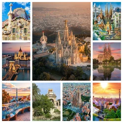 Park Guell Barcelona Spain Scenery  Beauty Carmel Hill Diamond Painting Kit DIY Cross Stitch Handmade Art Crafts Home Decor Gift