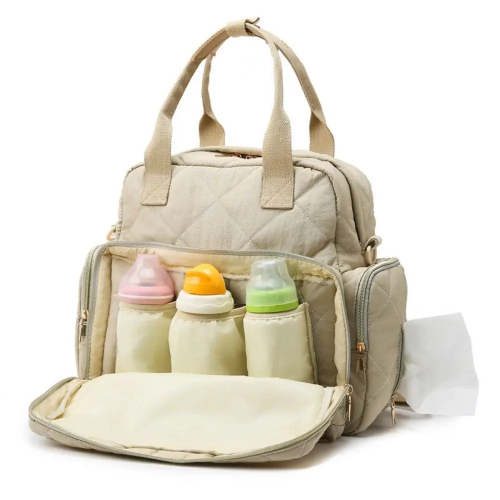 

New Multi Compartment Mom Bag Splashproof Waterproof Diaper Bag Lightweight Large Capacity Shoulder Bag Women
