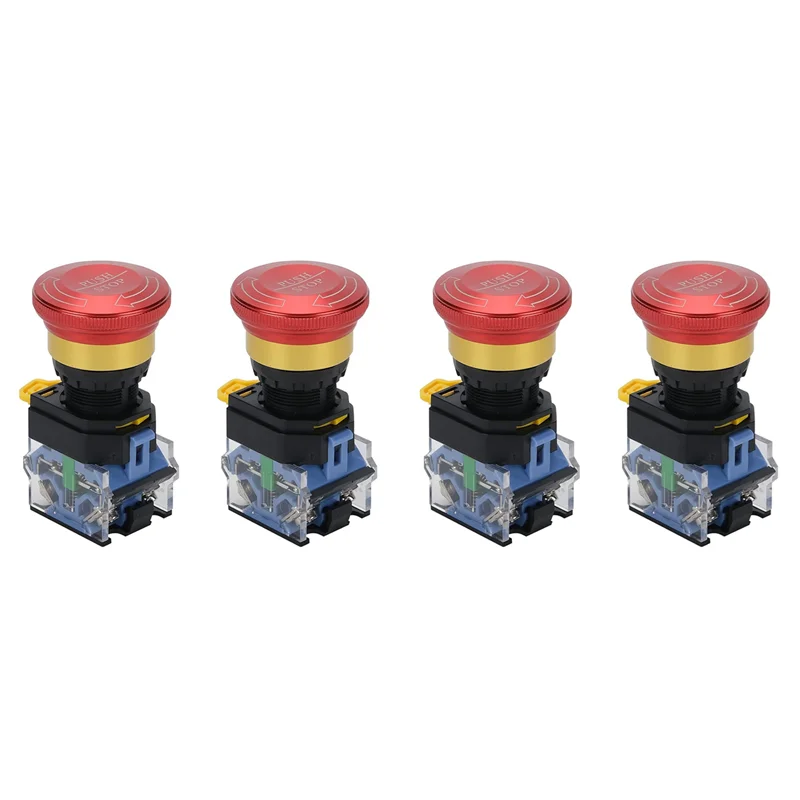 

A01F-4X Кнопка аварийной остановки 10A 22 мм Кнопочный переключатель с фиксацией, круглый аварийный выключатель из алюминиевого сплава, 1НО 1НЗ 440В