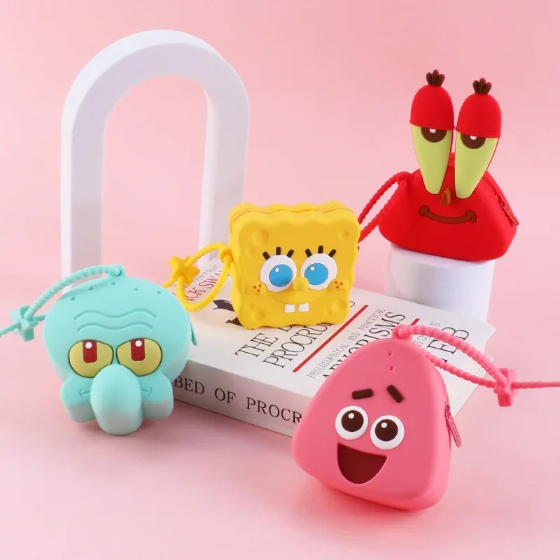 

Cartoon Kawaii SpongeBob SquarePants Patrick Star Squidward Tentacles Children's Mini Silicone Bag Coin Purse Cute Little Bag