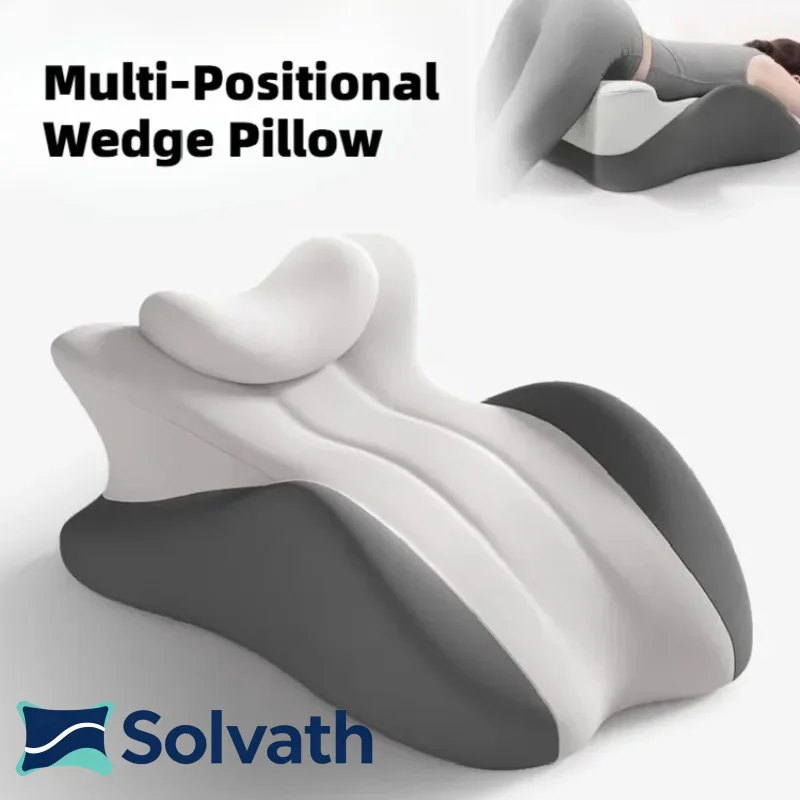 Solvath Multi Positional Wedge Pillow Memory Foam Ergonomic Prone Pillow with Removable Cover Couple Bed Body Support Pillow