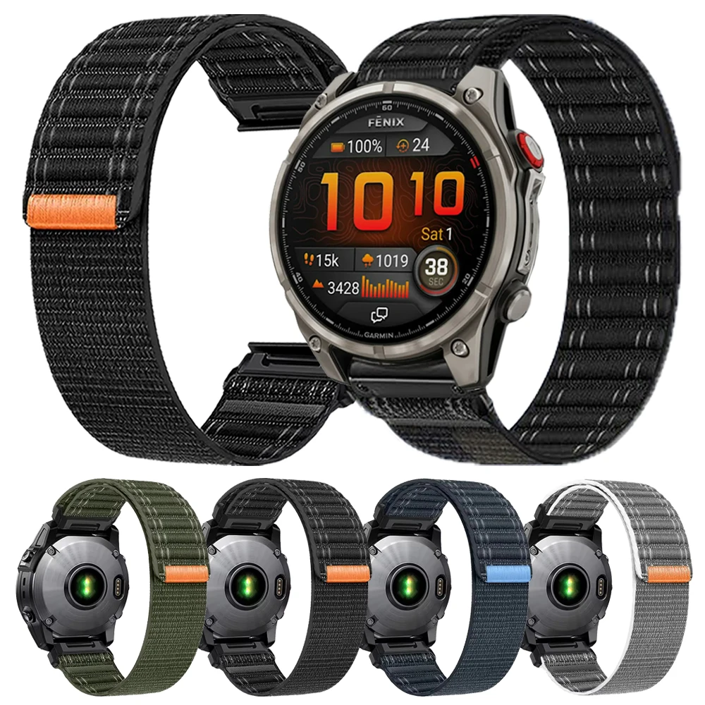 QuickFit – Bracelet de sport en Nylon, 22mm 26mm, pour Garmin Fenix 8 pro E 7X 6 5puls, Epix Pro/Gen 2 Enduro 3 Quatix 8, Bracelet de remplacement