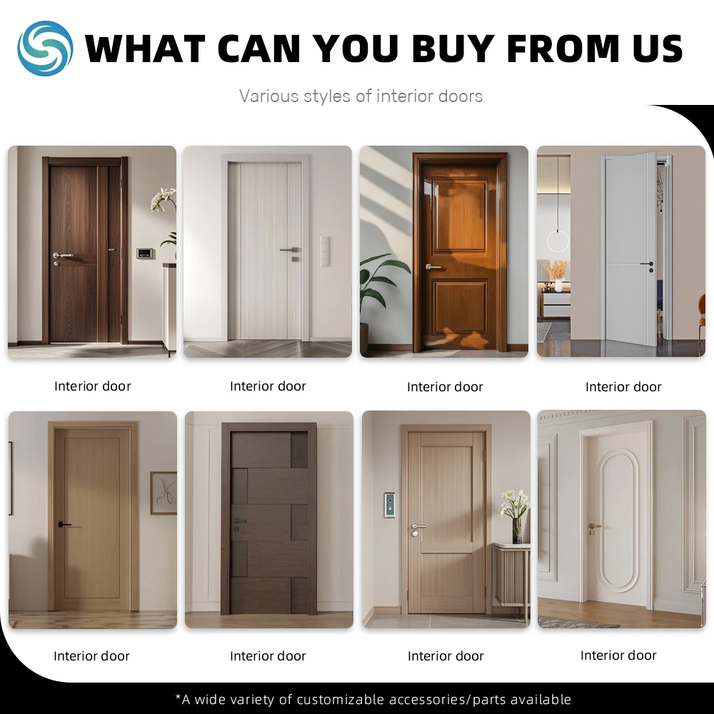 Modern Good Quality Luxury Complete Set Soundproof Solid Color Wooden Doors Interior Doors Bedroom Doors