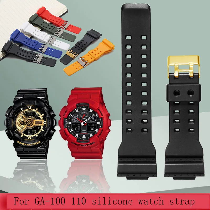 CICIDD Soft Rubber Watchband  For Casio WatchStrap GA110GD/GLS/100 120 Silicone Strap Men's G-Shock Watch Accessories