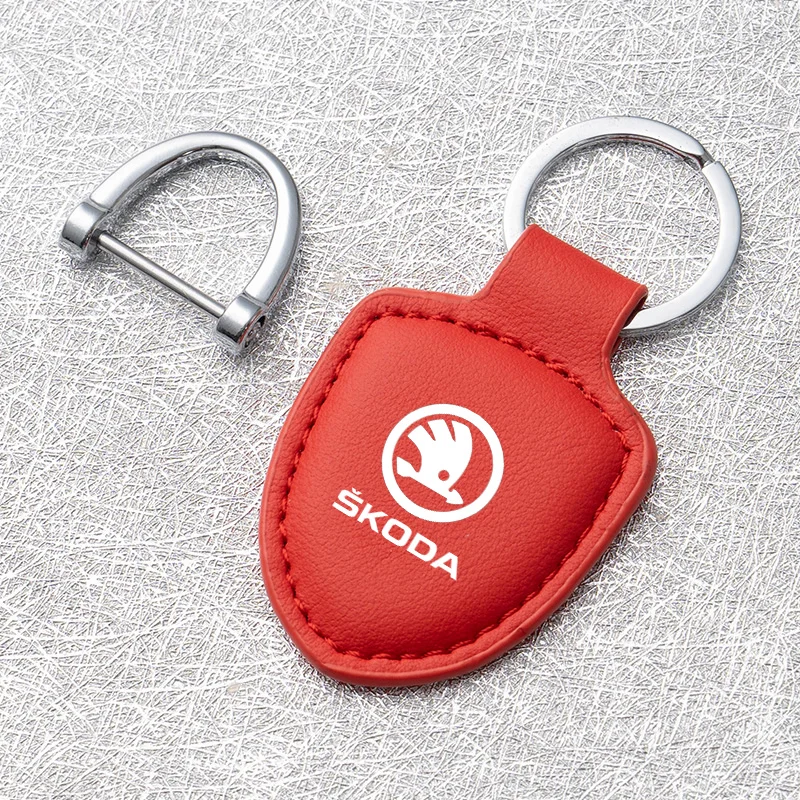 Suede Leather Car Shape LOGO Key Chain Auto Keyring Jewelry Accessories for Skoda octavia fabia rapid yeti superb octavia a5 a7