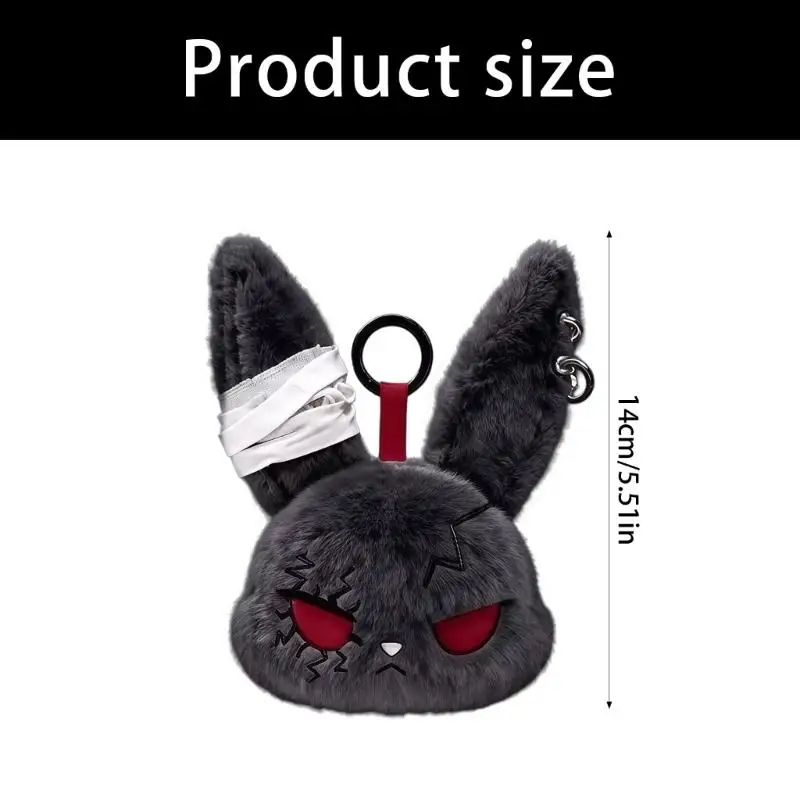 P9FE Stilvoller dunkler Hase-Plüsch-Schlüsselanhänger, weicher und leichter Taschen-Hängeornament, Schlüsselanhänger-Anhänger – Detail 6