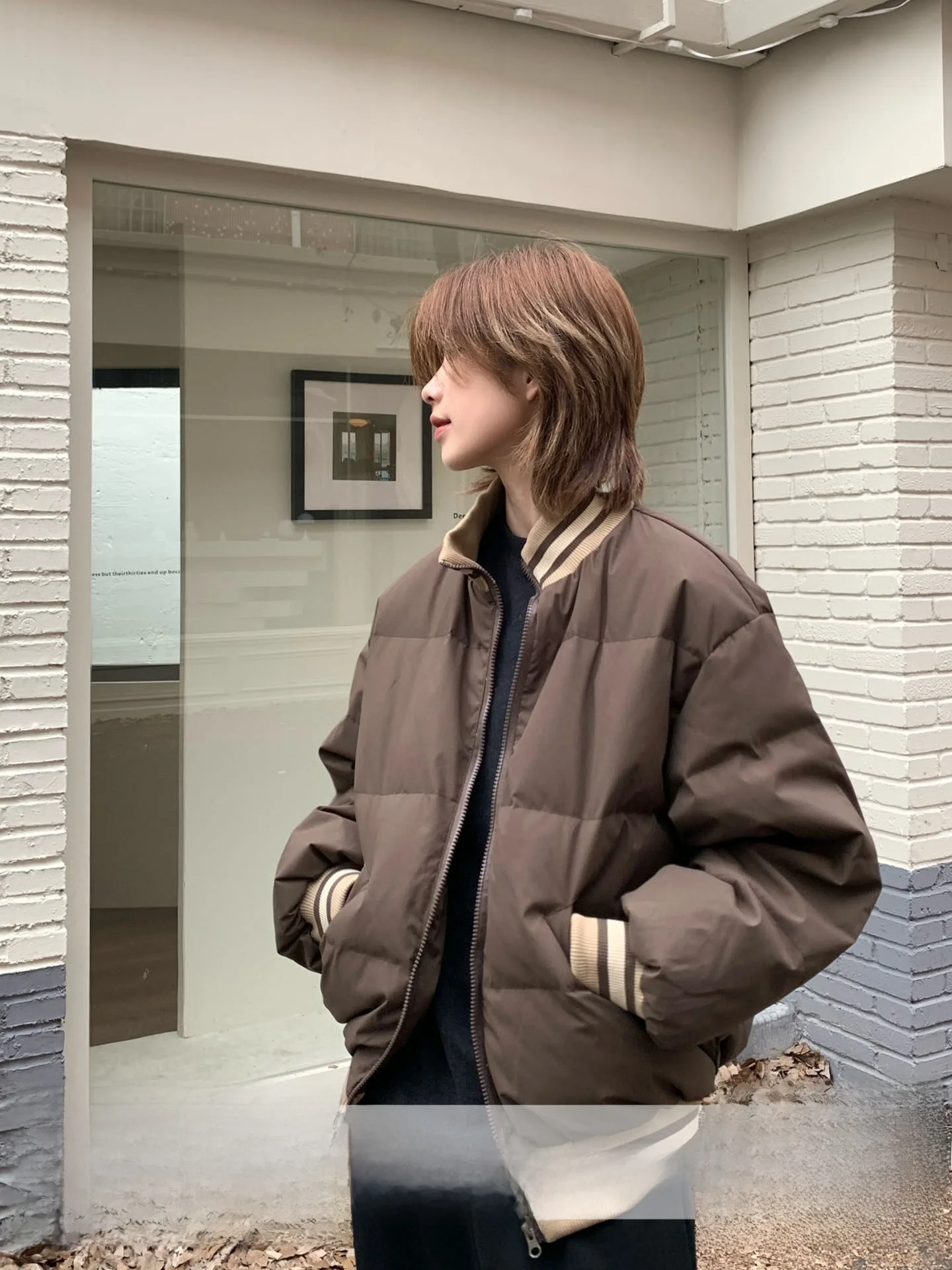 

Unisex American Style 90 White Duck down Baseball Jacket Stand Collar Couple's Outerwear Warm Long Sleeve Zipper Closure