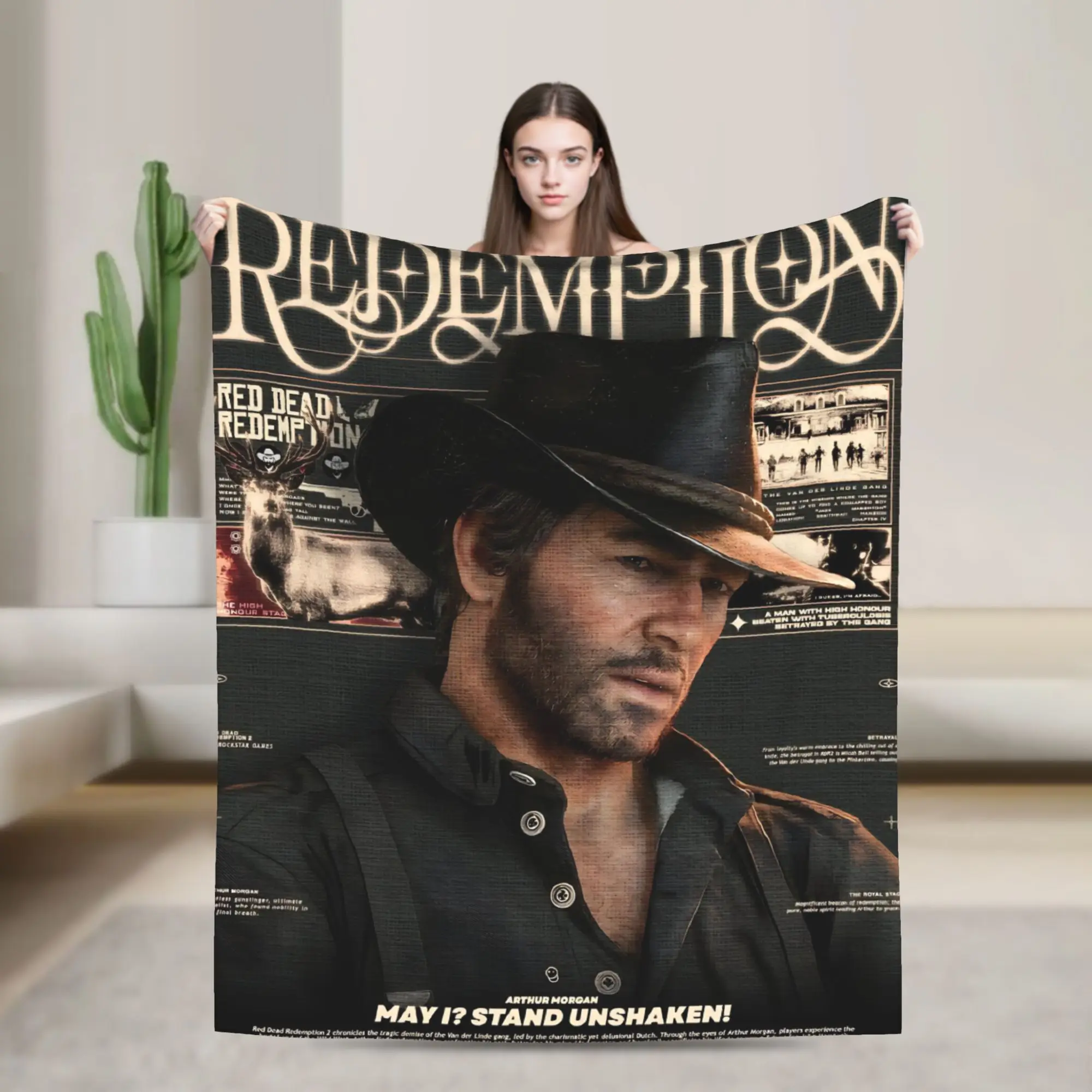 Red Dead Redemption Blankets Flannel Print Arthur Morgan   Multifunction Ultra-Soft Throw Blanket for Sofa Travel Quilt