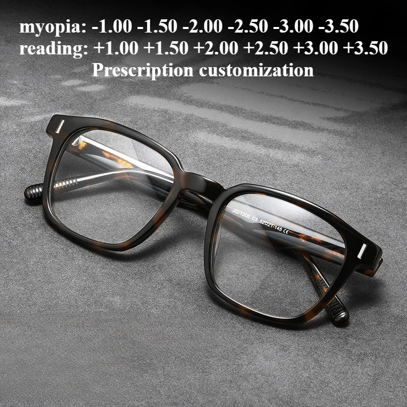 

52-21 очки в пластиной оправе, мужские ретро прямоугольные очки для чтения с защитой от синего света, очки для близорукости на заказ