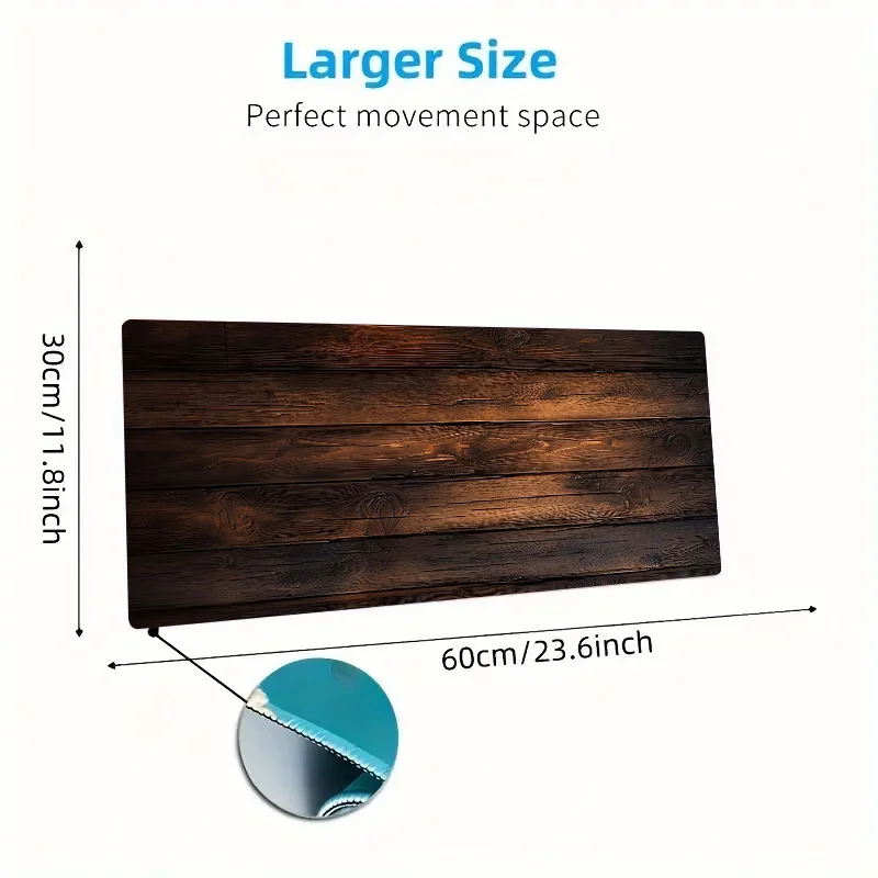 سجادة مكتب خشبية ريفية، مادة عالية الجودة، قاعدة مطاطية غير قابلة للانزلاق، حواف مخيطة دقيقة، سجادة متينة ومقاومة للماء