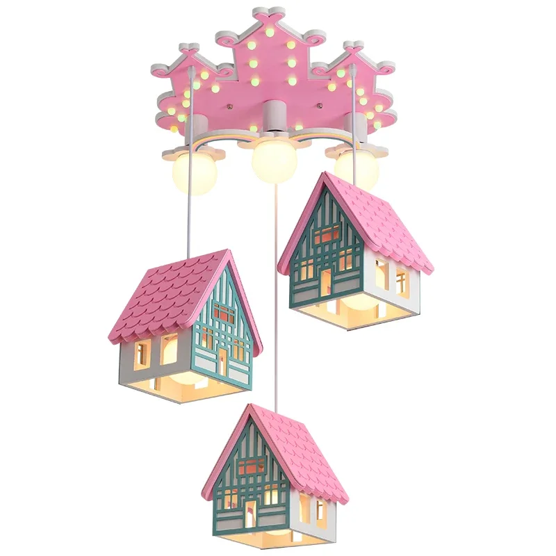

Simple Modern Bedroom Lights Stylish Cartoon Crown Children's Room Lights Warm Restaurant Creative LED Three-head Chandelier