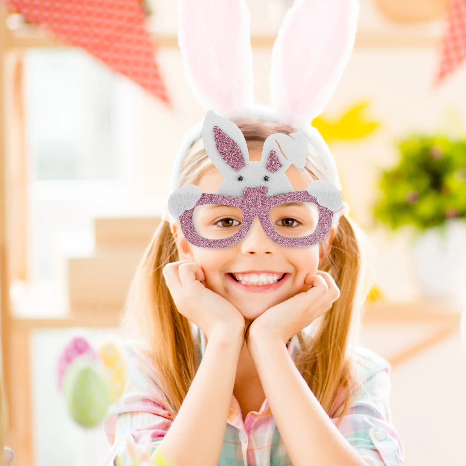 

Easter Bunny Glasses Rabbit Photo Props Pink Child Adult Accessories Themed Supplies Lightweight Comfortable Versatile Use Party