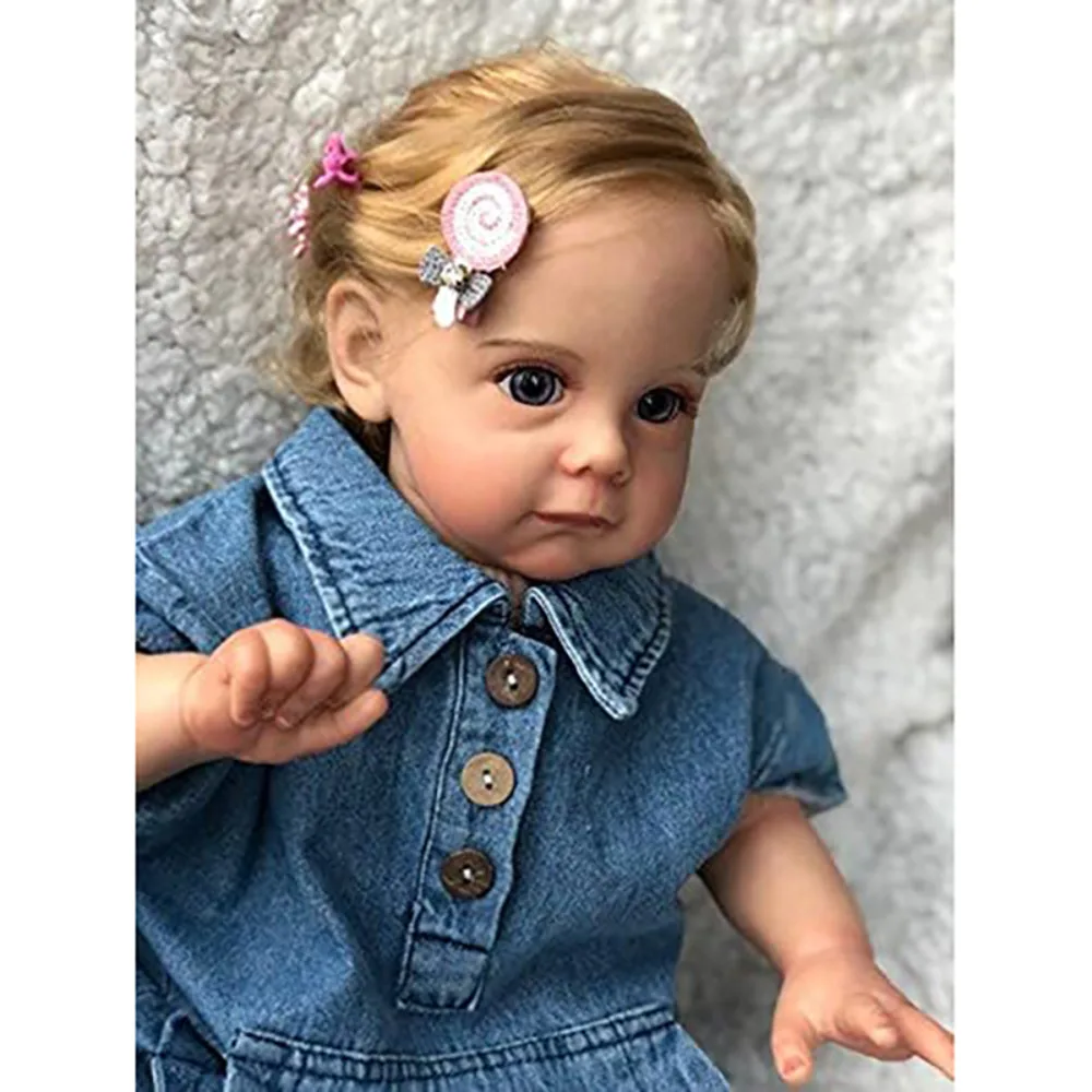 24 Inch Reborn Toddler Doll Maggi Sweet Toddler Gilr Dolls with Blonde Hair 3D Painting Skin with Many Details Veins Bebe Reborn