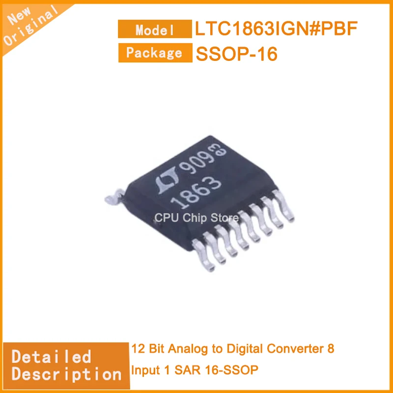 5Pcs/Lot  New Original  LTC1863IGN#PBF  LTC1863IGN 12 Bit Analog to Digital Converter 8 Input 1 SAR 16-SSOP