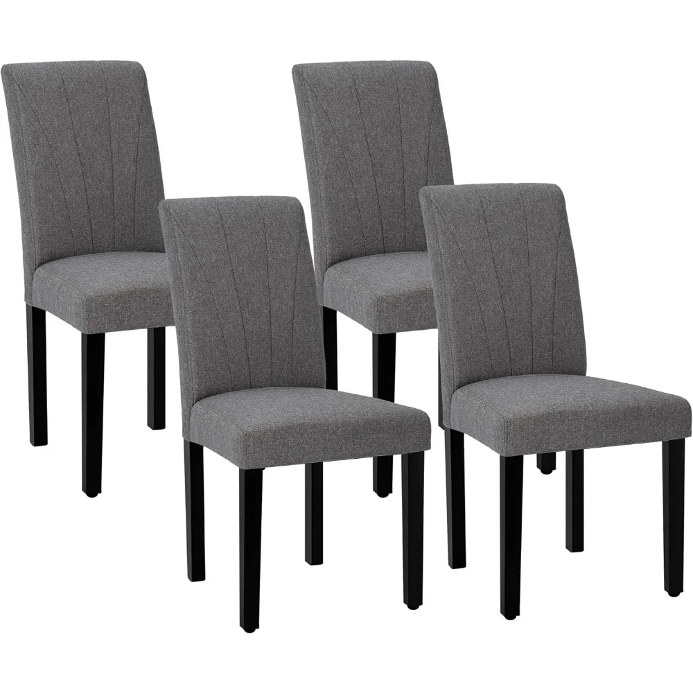 

Upholstered Dining Chairs Set of 4, Modern Fabric and High Back & Solid Wood Legs, Parsons for Kitchen/Living Room- Dark
