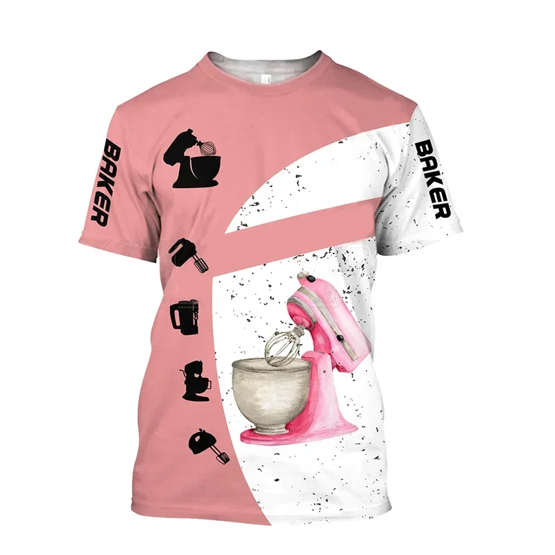 Chef Dessert Chef Cosplay 3D Harajuku Printed Funny T-shirt Men's And Women's Crewneck Short Sleeve Creative Fashion Hip Hop Top