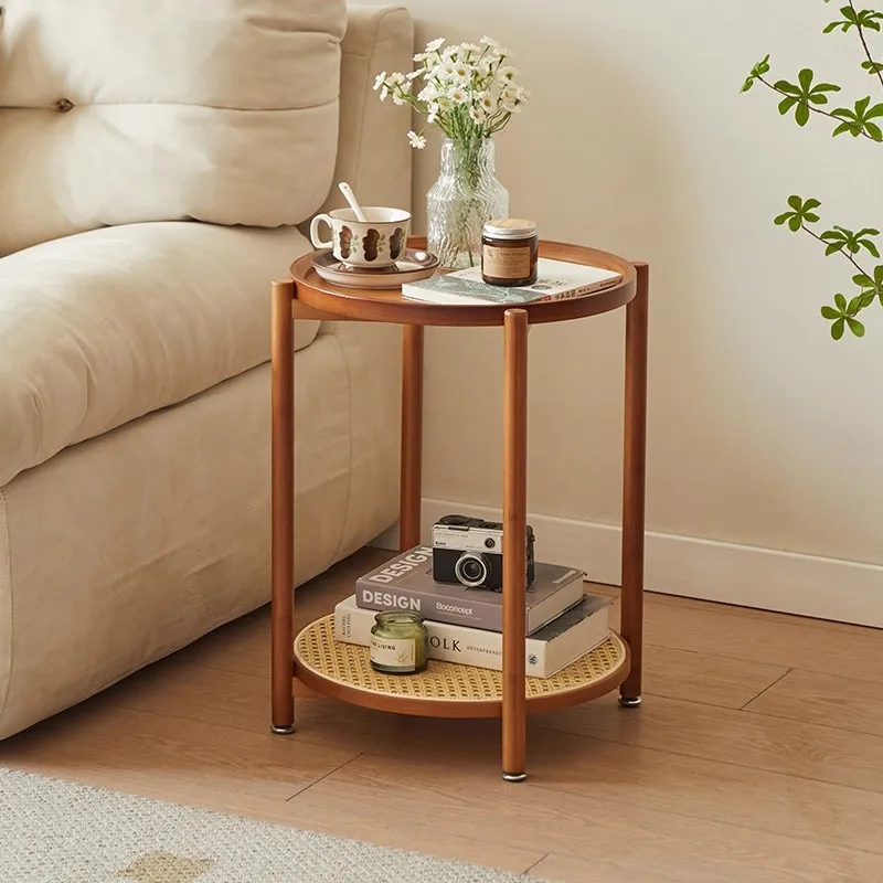 DSA rattan small side table balcony, special rattan art for living room, light coffee table bed and breakfast storage decoration