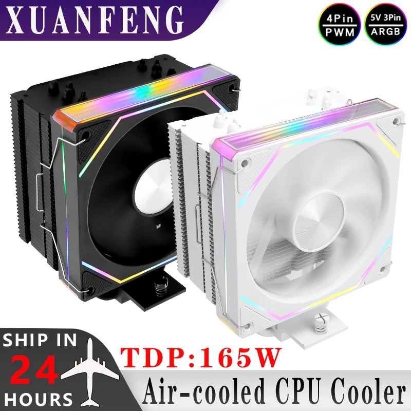 

XUANFENG RGB 120 мм вентилятор 4 тепловых трубок кулер процессора x79 x99 AM4 AM5 совместимый с процессором LGA2066 2011 Intel115x 1200 1700 18xx i5 i7 i9