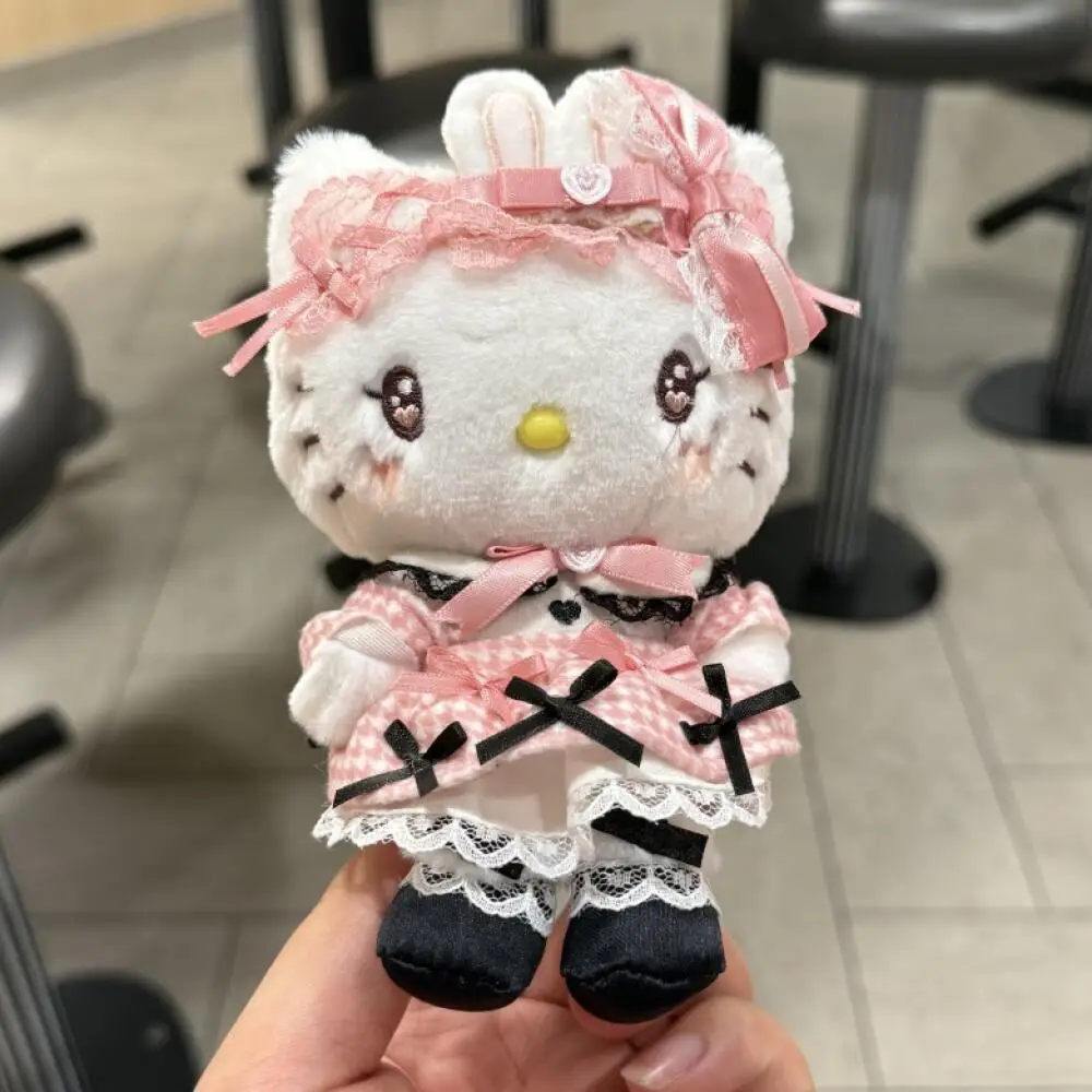 

In Stock Sanrio Kuromi Hello Kitty Plush Fill Doll Cross Dressing Maid Series Lace Schoolbag Keychain Pendant Girl Birthday Gift