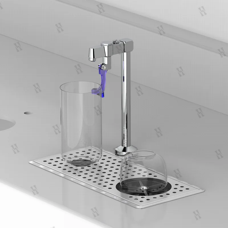 Push The Cup Faucet Deck Mount Self-Closing Water Station for Bar Cafe Commercial Sink Push Back Design