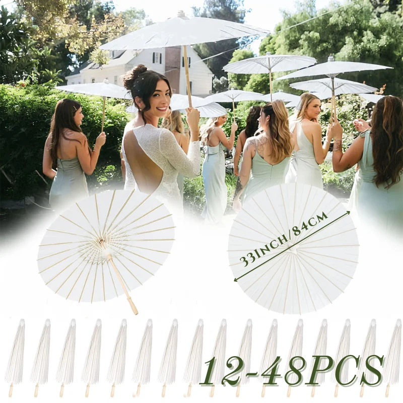 

12-48Pcs 23.6in/33in Paper Umbrellas for Wedding Paper Parasols for Guests Bridesmaid Shower DIY Bridal Party Photography Props