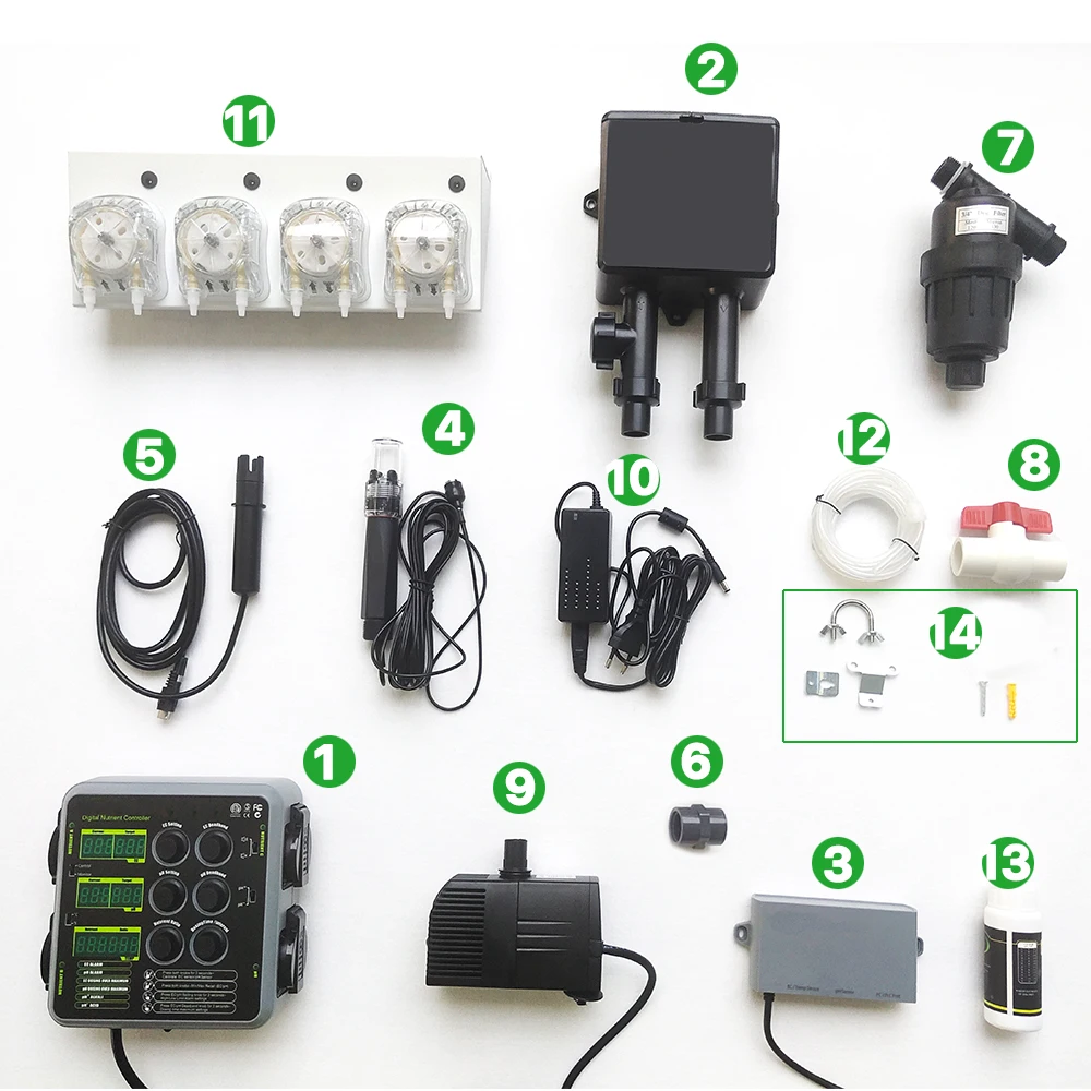 

Greenhouse Hydroponic System Irrigation Digital Nutrient System Ph EC Sensor Hydroponics PH EC Digital Controller Large