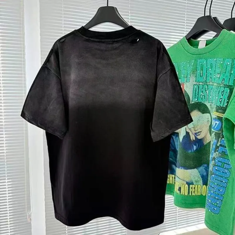 Boy Print VALLEY Oversized Black T Shirt  American Vintage Pure Cotton Valley Womens Short Sleeves Mens Top Tees