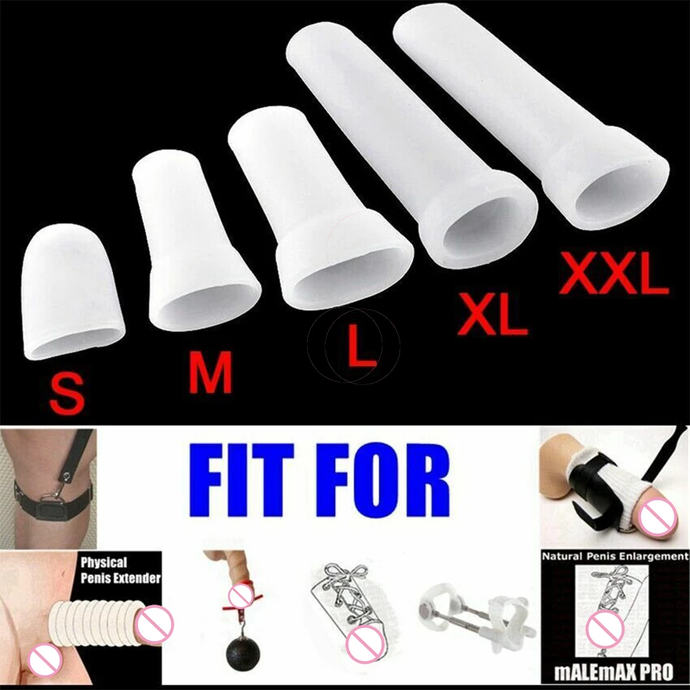 Penis Sleeve Extender Pump Vacuum Cap Accessories Enlargement Glans Protector Reusable Silicone Case Various Sizes Clamping Kit