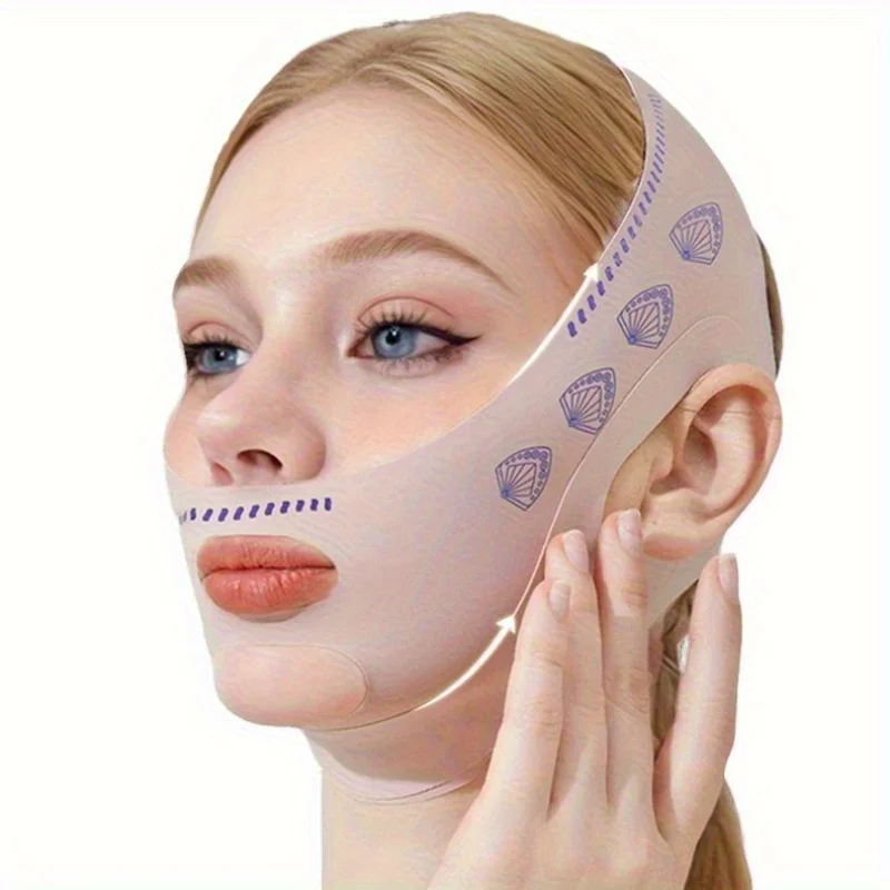 360 ° حزام رفع الذقن بتغطية كاملة على شكل حرف V - قناع نوم مضاد للحساسية وقابل لإعادة الاستخدام | أشرطة وجه قابلة للتعديل وجيدة التهوية #2