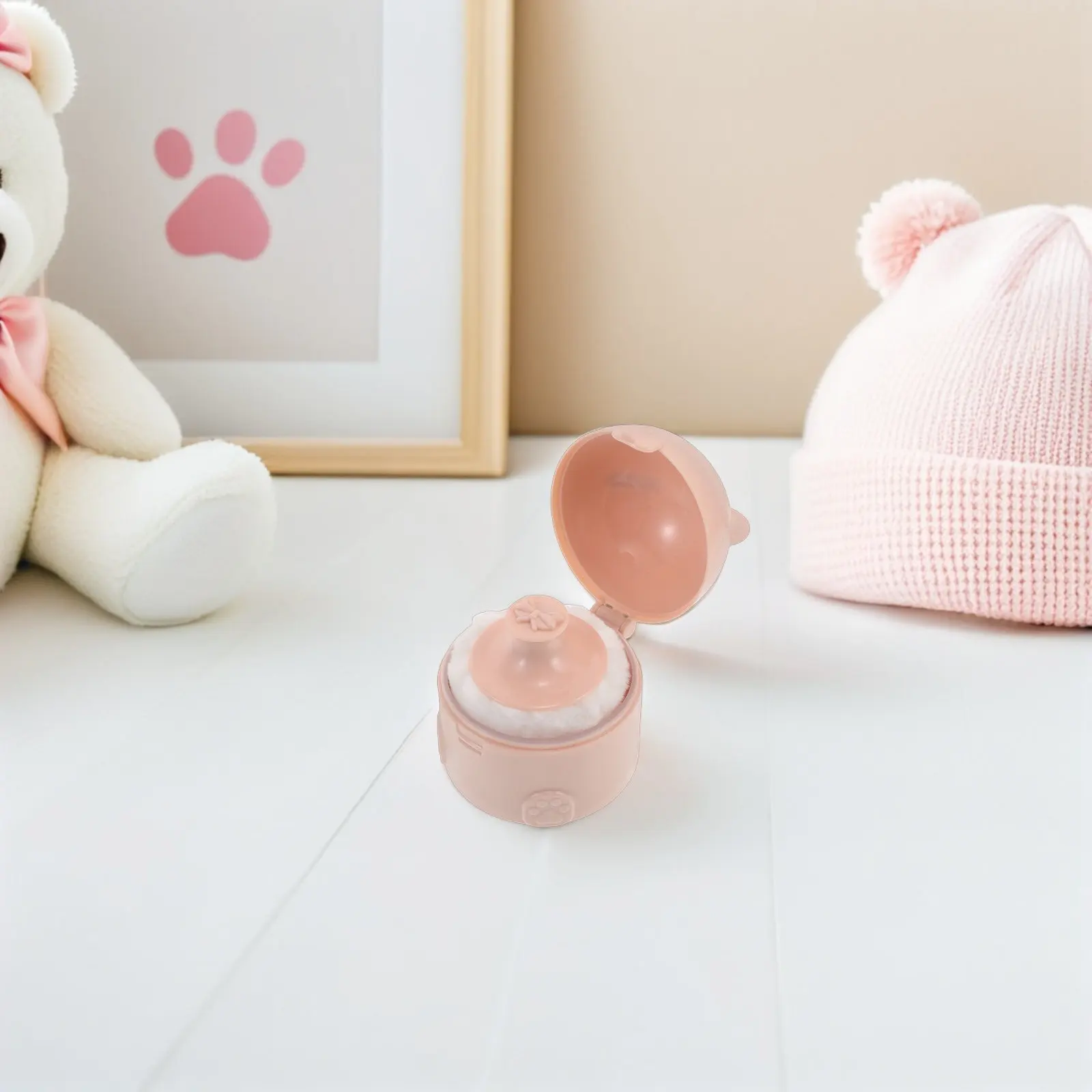2Pcs Baby Powder Puff Container Soft Reusable Loose Powder Box Travel Size Talcum Applicator for After Bath Diaper Changing