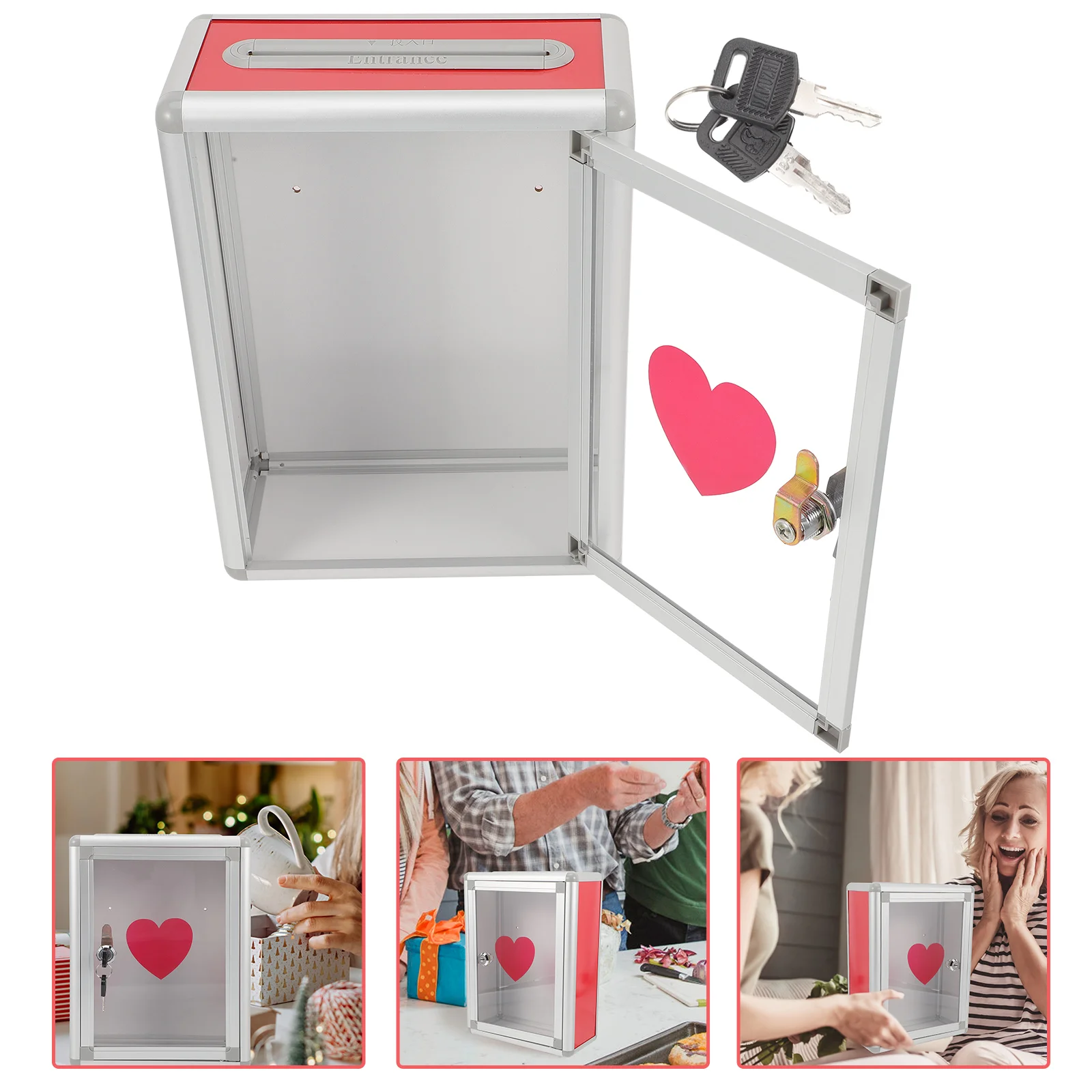 

Tip Jar Metal Raffle Box Lock Ballot Box Donation Box Love Box Suggestion Box Letter Box Clear Window Ticket Box Storage