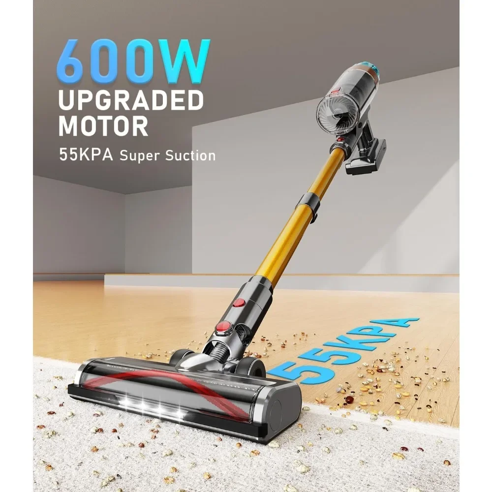 مكنسة كهربائية لاسلكية قابلة للتخصيص بقدرة 600 وات و55 كيلو باسكال، ما يصل إلى 55 دقيقة، مكانس كهربائية للمنزل قابلة لإعادة الشحن على الحائط OLED