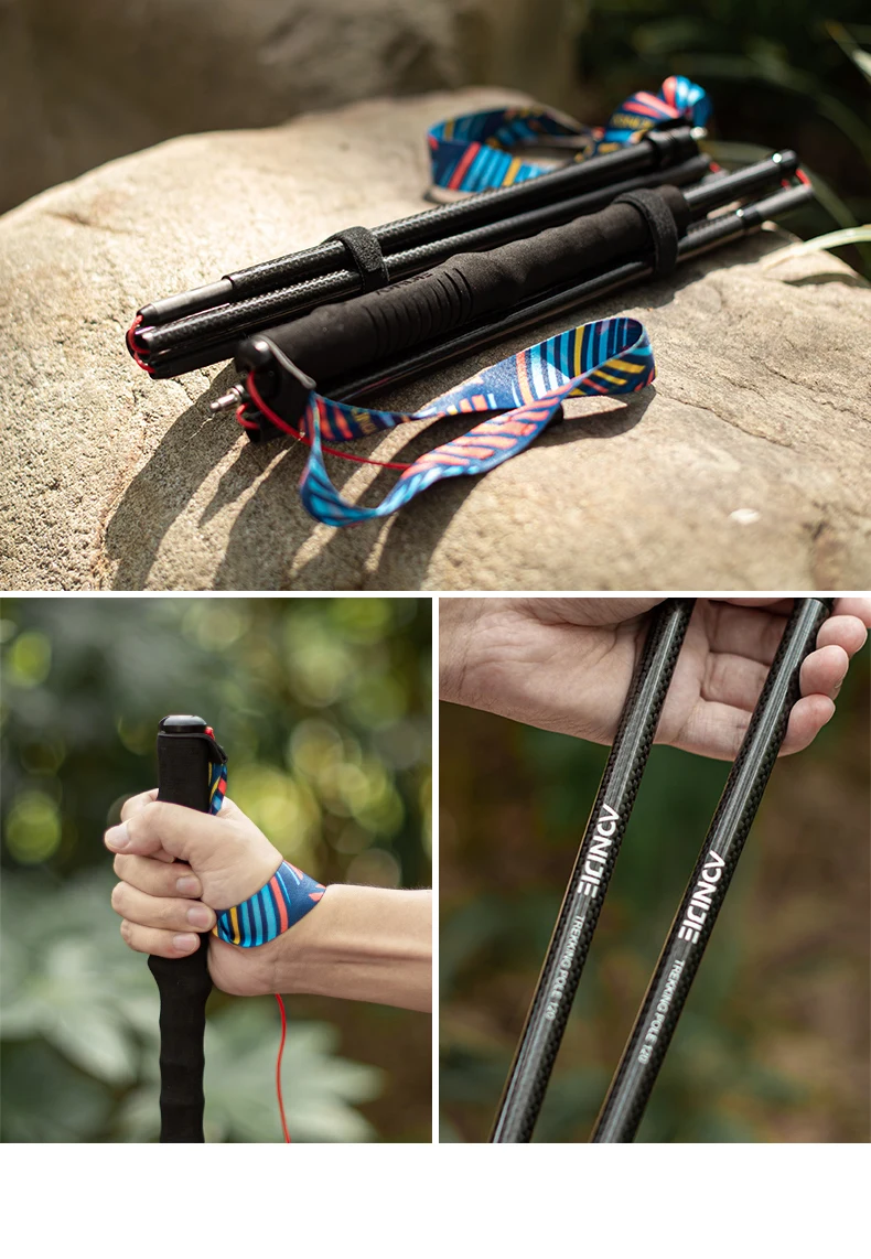 AONIJIE E4204 M-Pole Folding Ultralight Quick Lock Trekking Poles Hiking Pole Race Running Walking Stick whole body Carbon Fiber