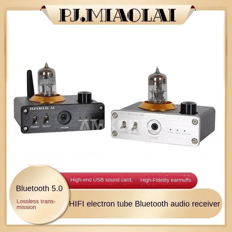 

PJ. Miaolai A4 Bluetooth 5.0 Electronic Tube HiFi Lossless Decoding AptX Audio Receiver USB Sound Card