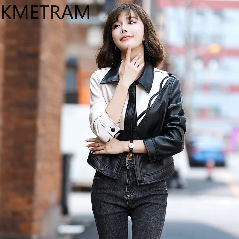 100% Natuurlijke Schapenvacht Jas Vrouw Casual Korte Slanke Lederen Jassen Nieuw in Outerwears Herfst Kleding 2025 Vrouwen Majaбка