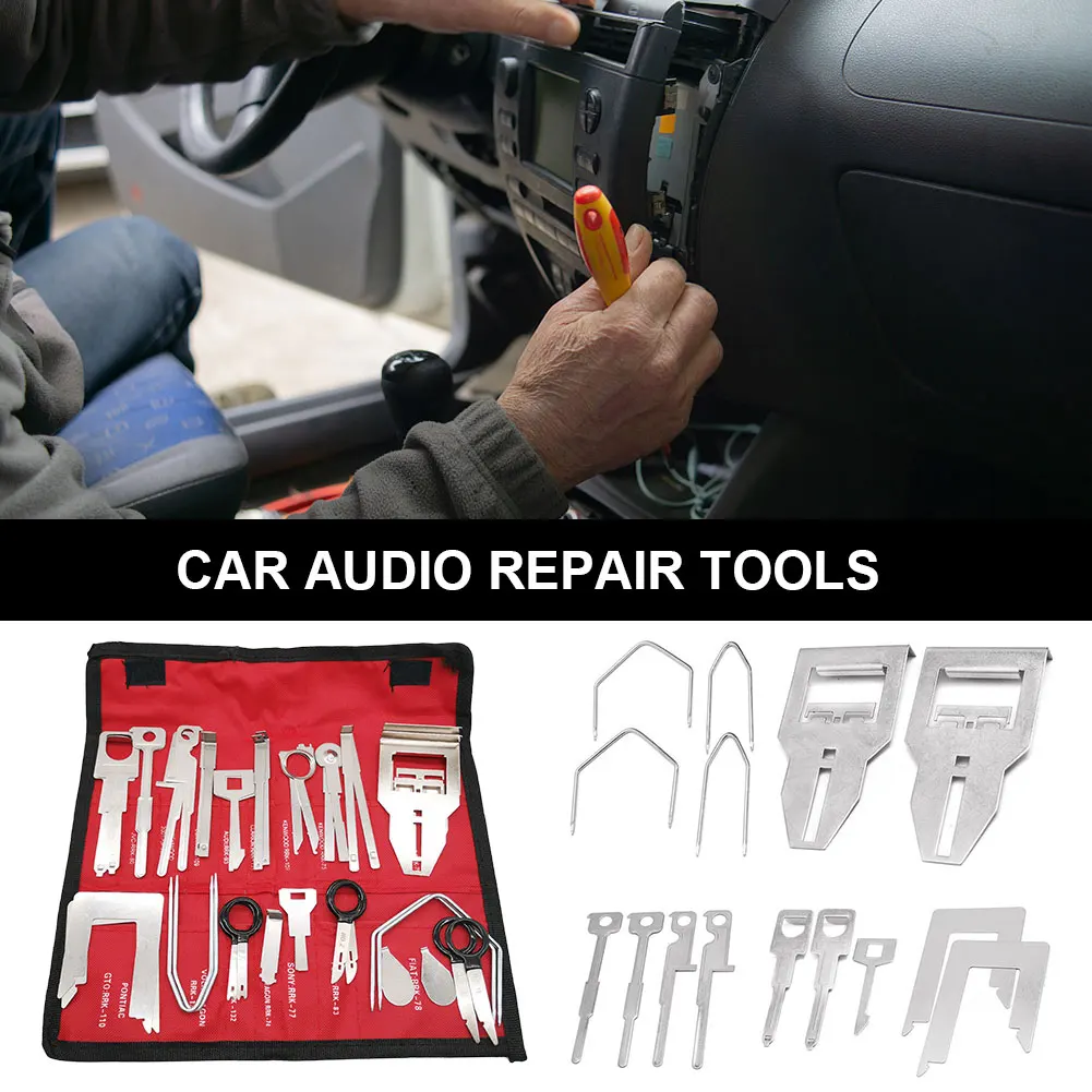 Car Radio Removal Key Tool Kit Metal Stereo CD Repair Hand Tools Set Auto Radio Repair Removal Tool Car Audio Repair Tools