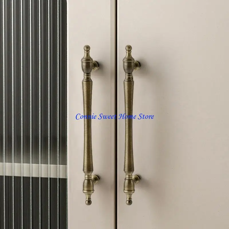 LXAF Brass French Door Handles Antique Finish Strong Grip for Cabinets Drawers Use