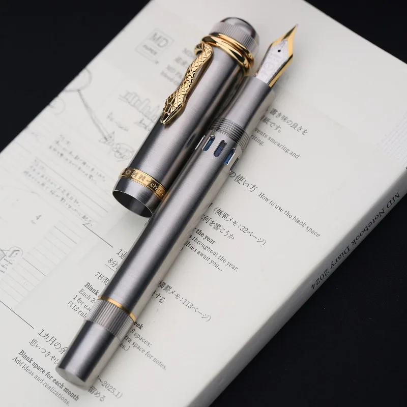 MAJOHN P137 Titanium Alloy Pen Snake Clamp Edition No.6 Daming Sharp Observation Ink Window Piston Ink Absorbing Pen  Moonman