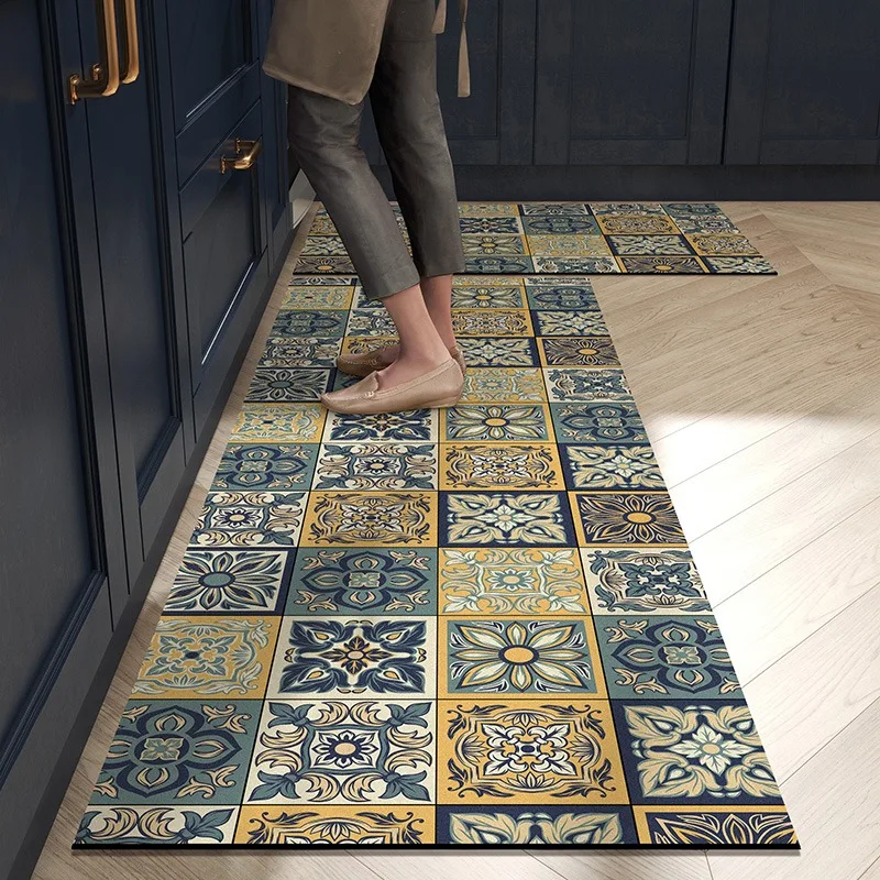 

Kitchen Floor Mat Waterproof Oil-proof Non-slip Rug American Style Digital Printing Carpet Long Strip Home Decor Foot Mats 주방 카펫
