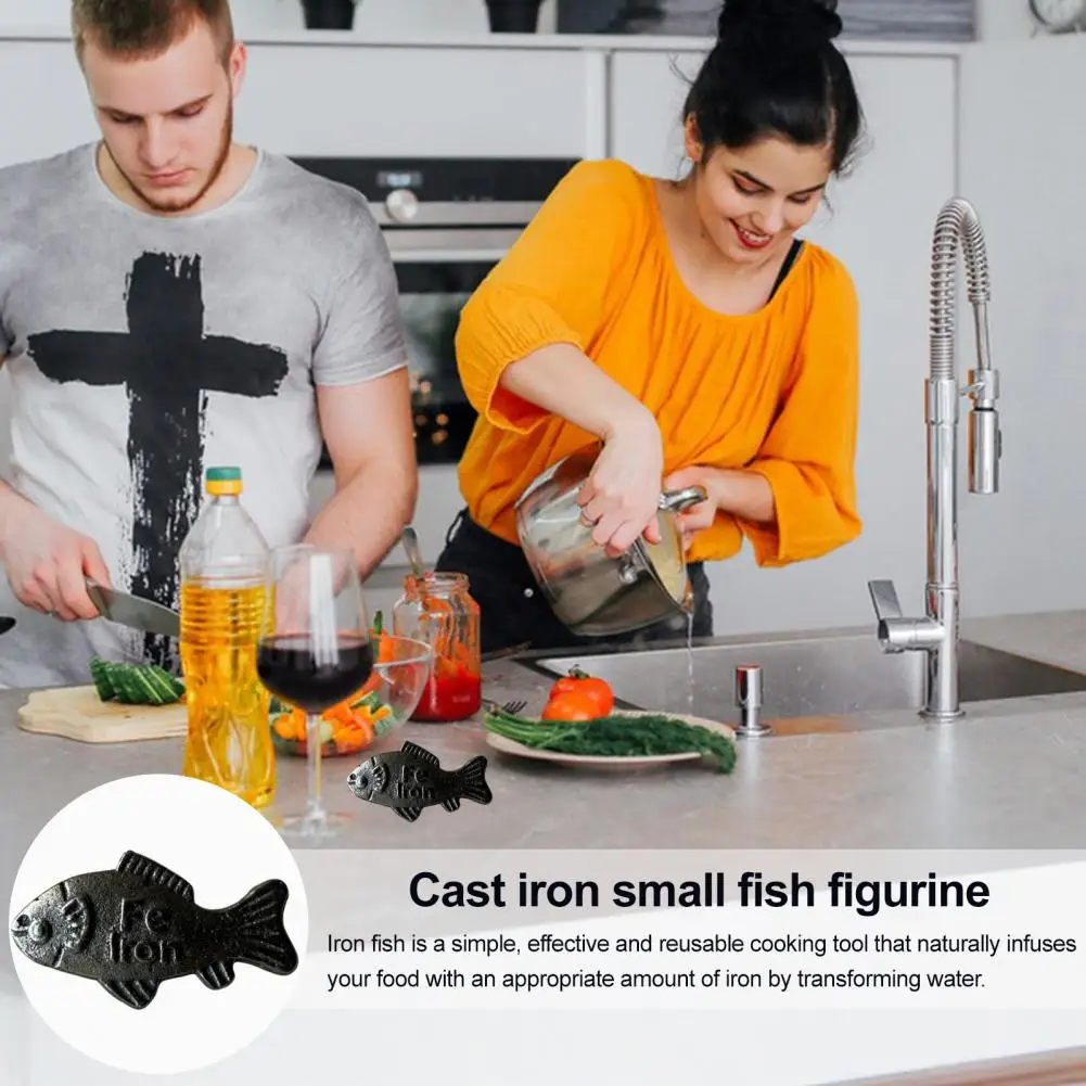 2Pcs 7cm Iron Fish Natural Source Of Iron Fe Supplement Fish With Pouch Safe Cooking Tool For Pregnant Women Vegans Athletes