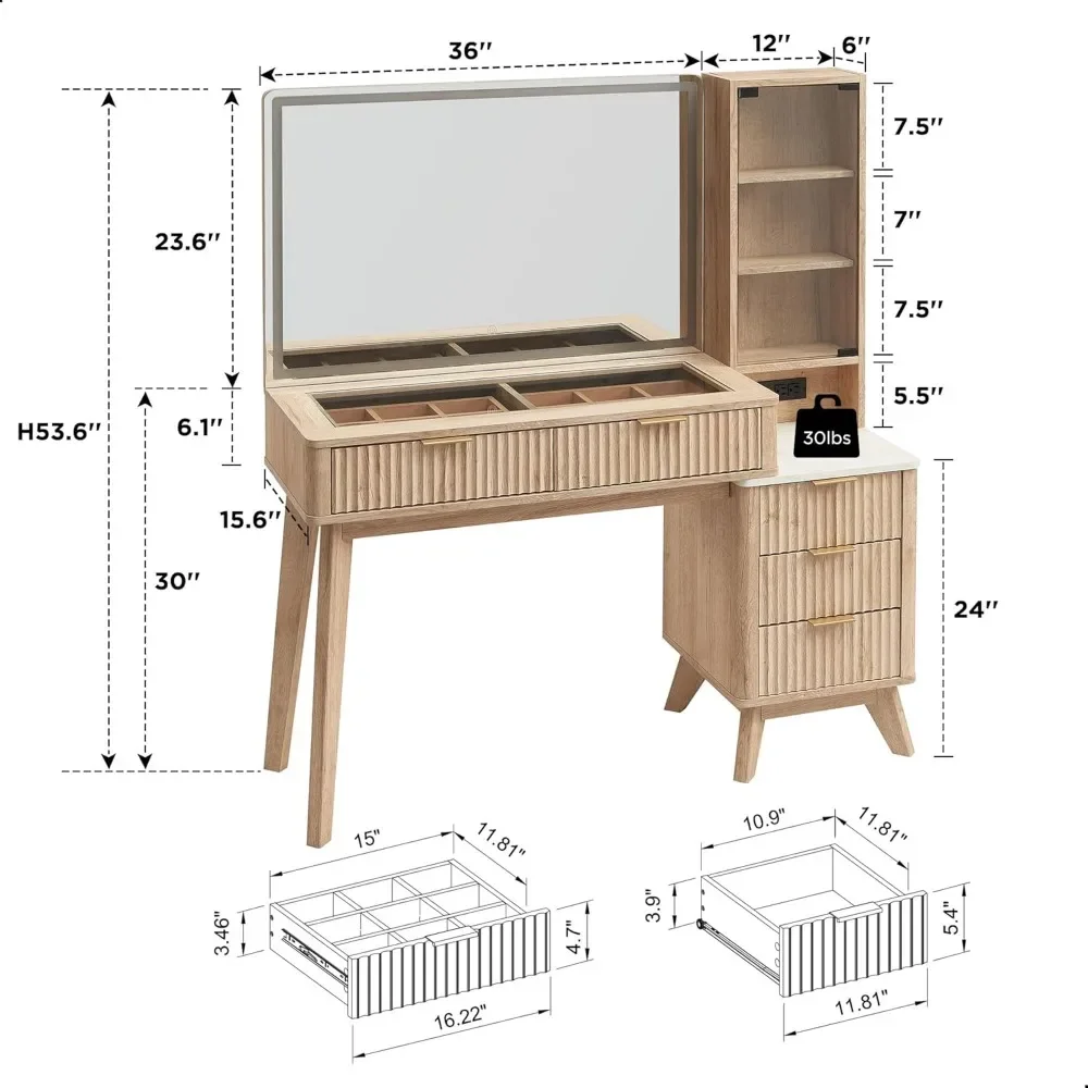 Vanity Desk with Large 36