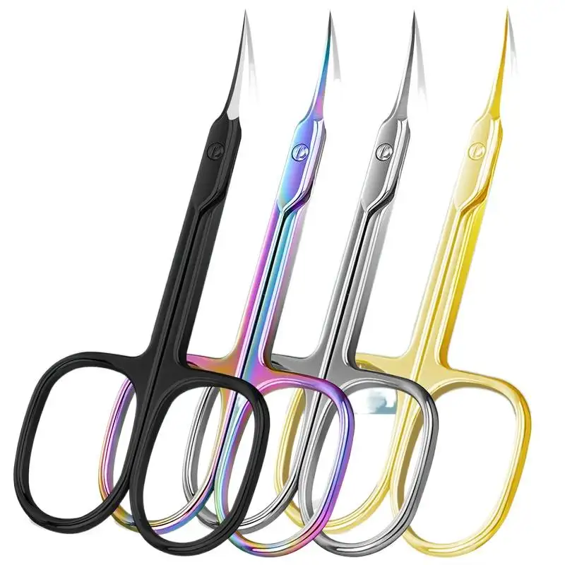 Ciseaux à cuticules pour ongles, 1 pièce, sourcils/cils, moustache, multi-usages, Extra fins, incurvés, ciseaux de manucure professionnels