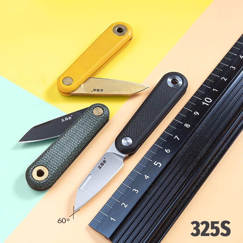 325S Color Fruit Knife G10 Non-slip Handle Folding Knife 12C27 Steel Blade Portable Pocket Small Keychain Handy Tool