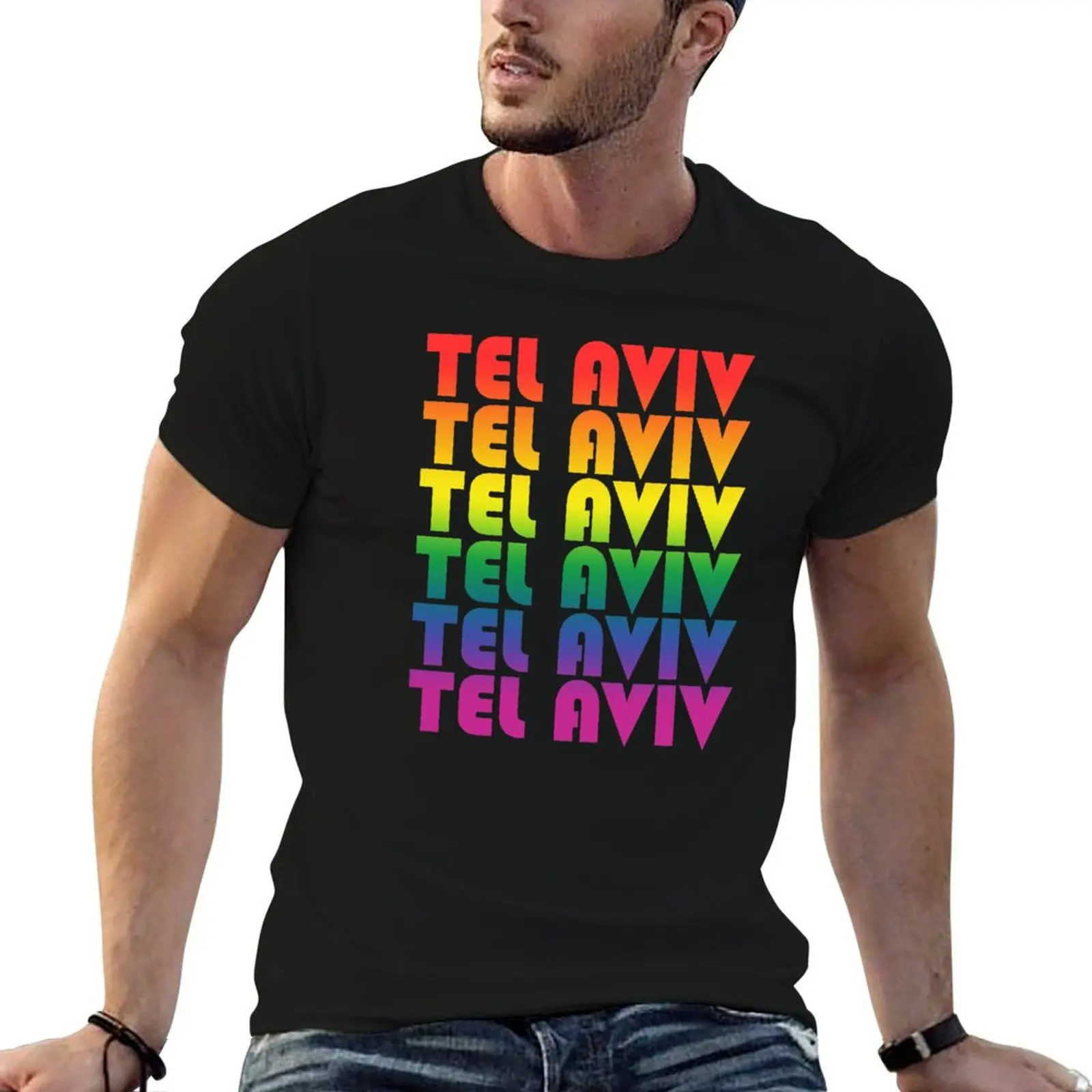 

100% cotton plain trip package t Tel cotton for man holiday.Lgbt friendly Aviv t-shirt shirts black T-Shirt