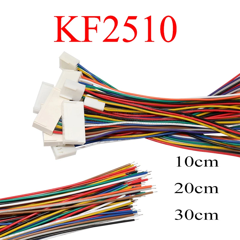 10PCS 10CM/20CM KF2510 2/3/4/5/6 PIN Connector Plug With Cable Wire 2.54MM PITCH 2P/3P/4P/5P/6P26AWG Connecting Wire