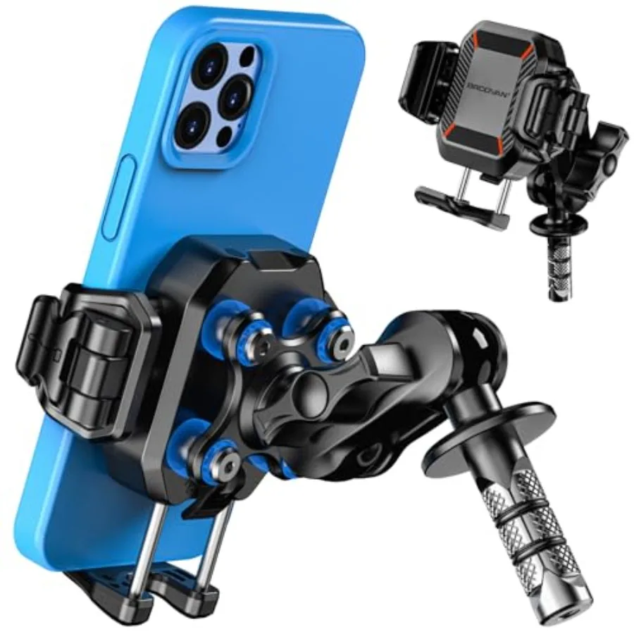 

Anti-Theft Motorcycle Fork Stem Phone Mount Holder with Vibration Dampener [1s Lock] [Camera Friendly] Adjustable Size Mobile P