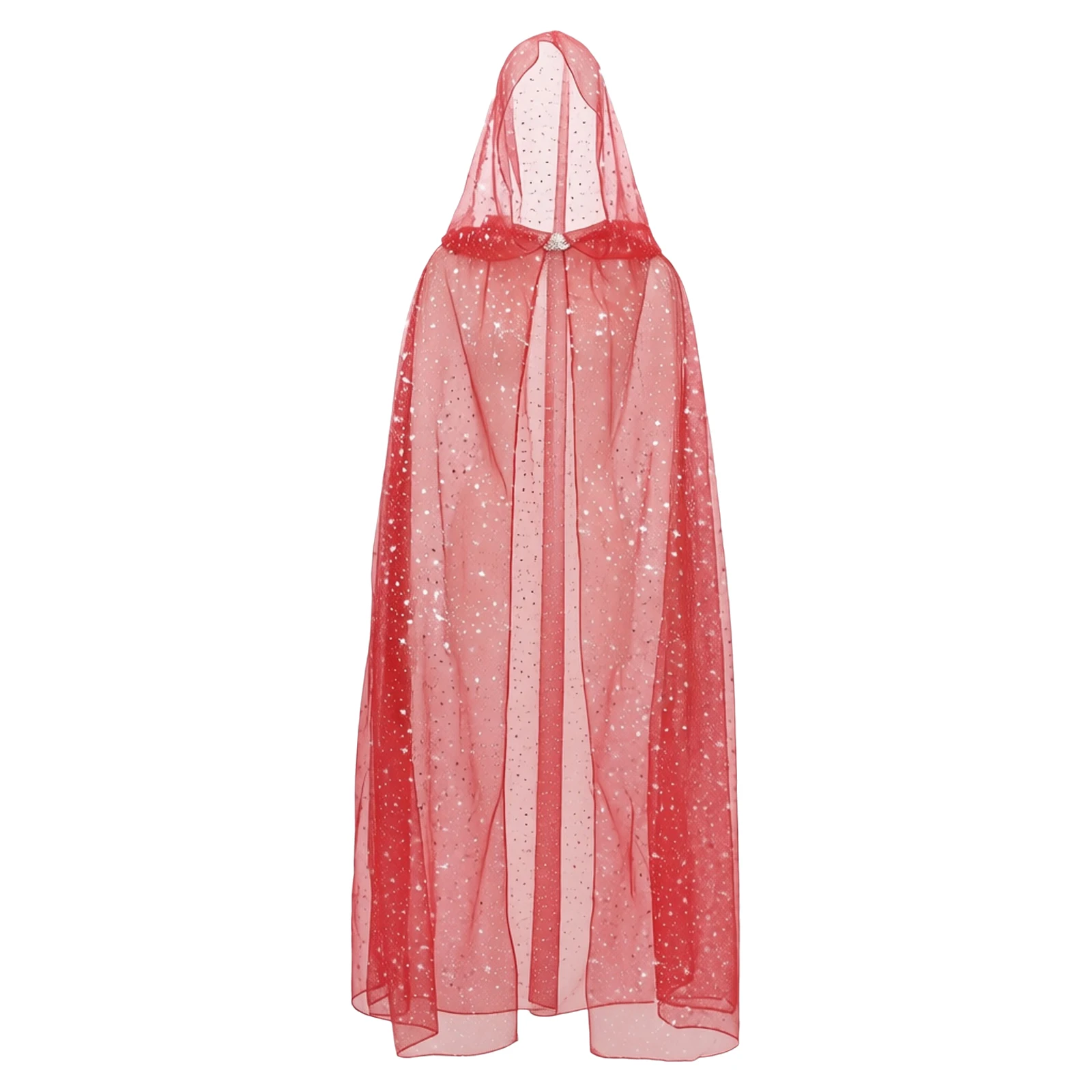 Women Gothic Shawls Long Sheer Hooded Capes Mesh Tulle Cape Cloak for Cosplay Stage Performance Halloween Party Witch Costume