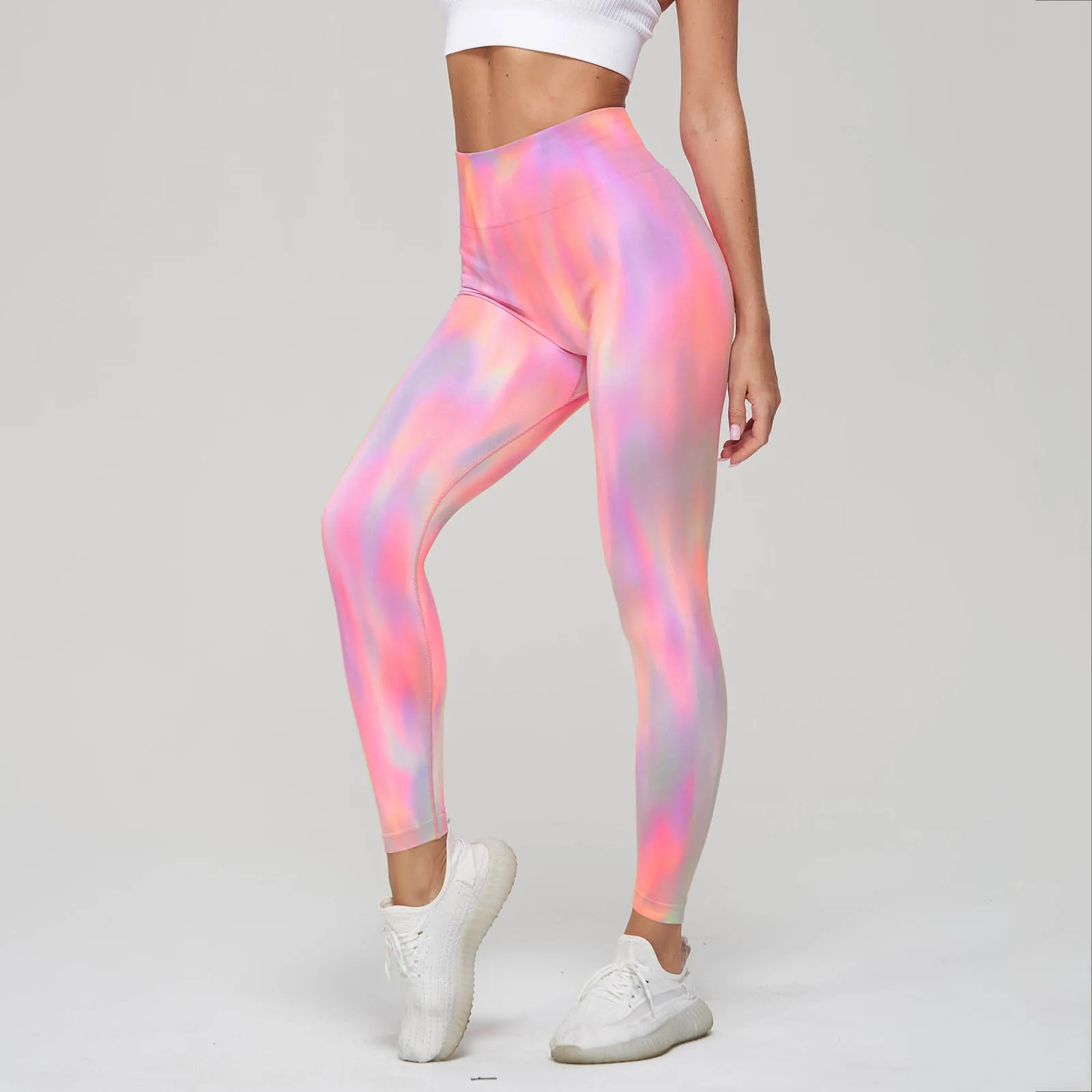 New Style Tie Dye Yoga Pants Women Seamless High Waist Peach Hip Fitness Leggings Quick Dried Sports Leggings Yoga Clothes