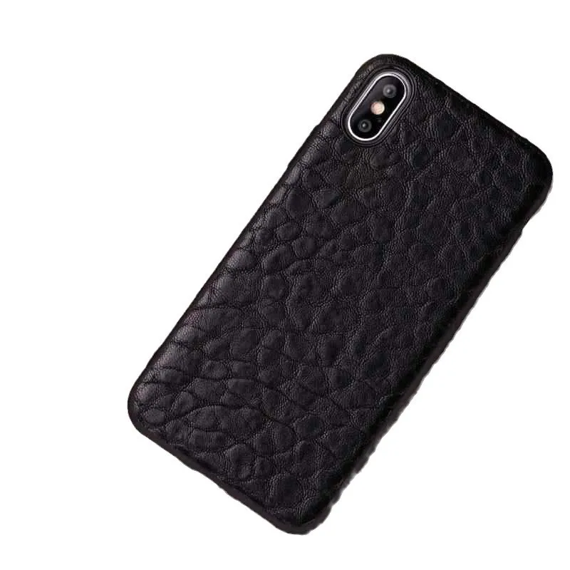 

Applicable to Apple iPhone 15/14 Plus/13/12 mobile phone case, genuine leather half pack, lychee pattern protective leather case